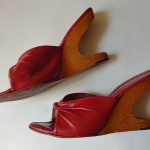 1950s Red Boomerang wedge heels